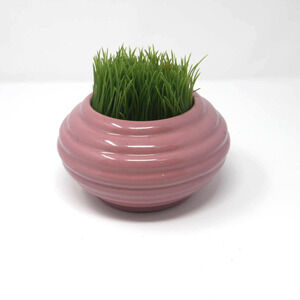 VINTAGE Haeger Mauve Ribbed Round Vase